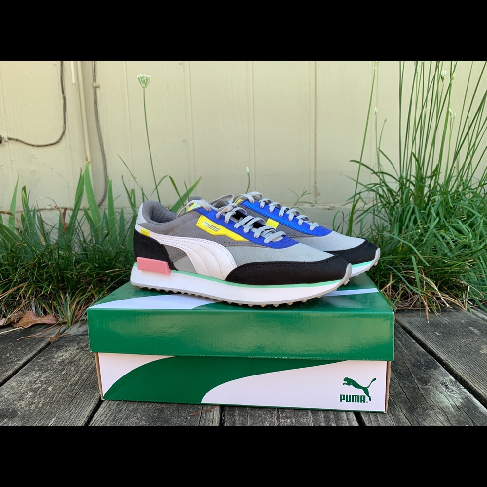 Puma Future Rider Royale Womens 10 Silver/Yellow